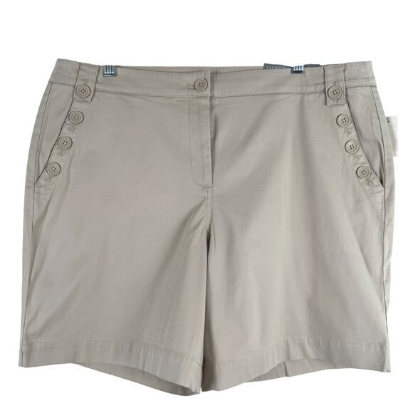 Talbots Shorts Size 16 Beige Khaki Buttons Cotton Spandex Stretch NWT SS-2082 - Picture 1 of 11